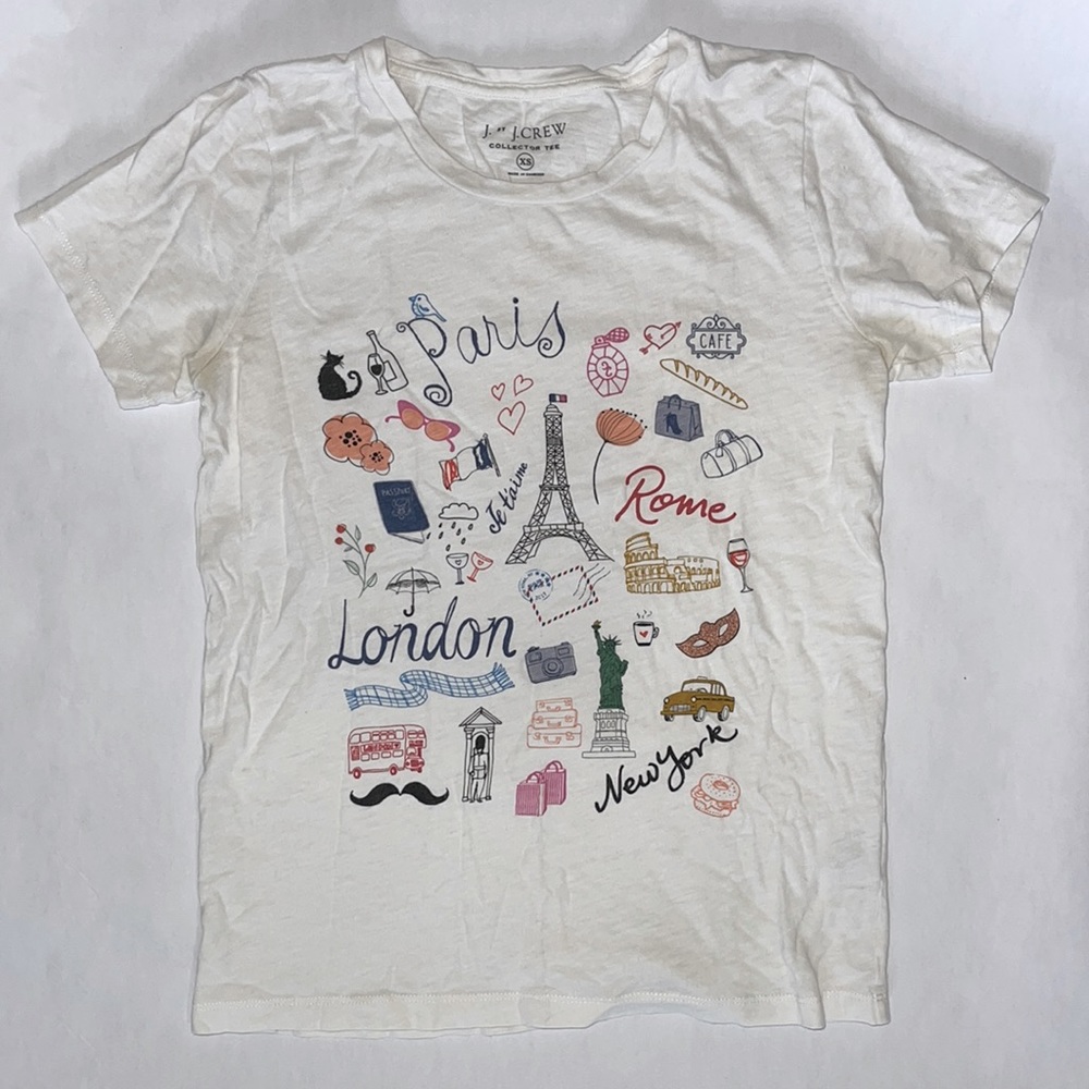 Jcrew factory cities icon logo graphic collector tee womens size extra small